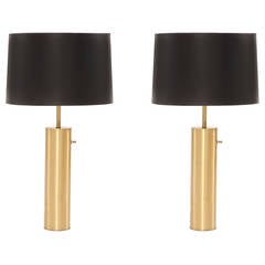 Pair of Nessen Hand-Rubbed Brass Lamps
