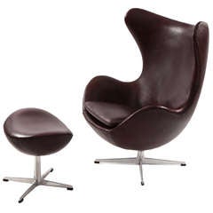 Early Arne Jacobsen Fritz Hansen Leather Egg Chair