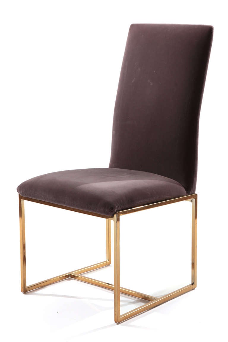 Late 20th Century 6 Milo Baughman Thayer Coggin Brass Dining Chairs