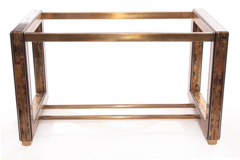 Bernard Rohne Mastercraft Etched Brass Dining Table