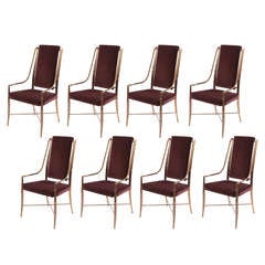 Stunning  Set of 14 Patinated Brass Mastercraft Dining Chairs