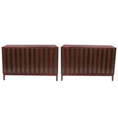 Striking Pair of Rosewood and Lacquered Credenzas