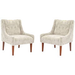 Pair of Faux Fur Brass and Mahogany Occasional Chairs 4