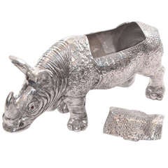Large Scale Polished Aluminum Rhinoceros by Arthur Court
