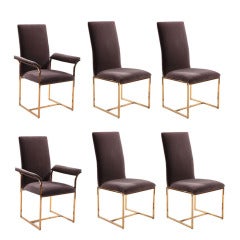 6 Milo Baughman Thayer Coggin Brass Dining Chairs