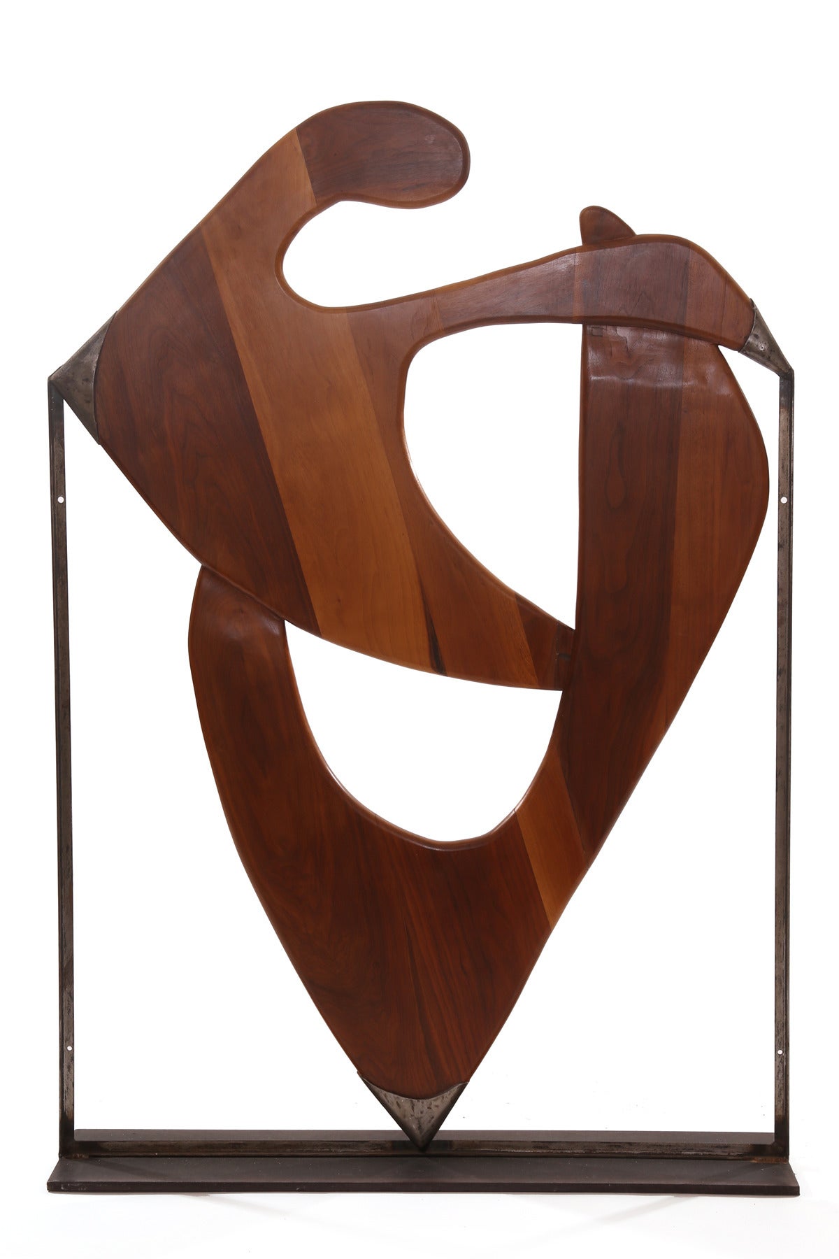 Mid-20th Century Six Monumental Black Walnut and Steel Sculptures by Allen Ditson