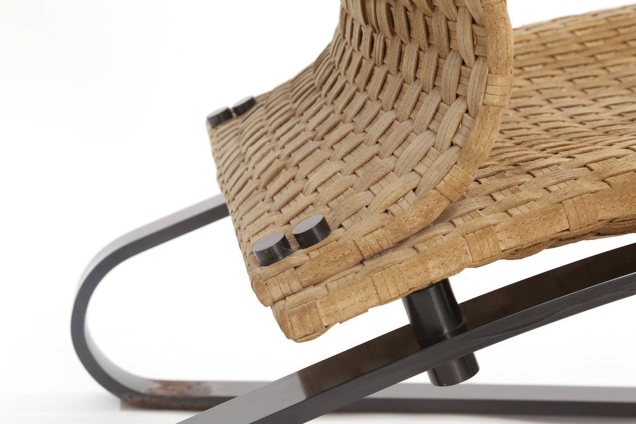 Pair of Bronze and Woven Suede Lounge Chairs by Saporiti 1