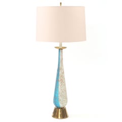 Barovier e Toso Handblown Murano Glass and Brass Table Lamp