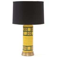 Lovely Glazed Ceramic and Brass Lamp by Raymor