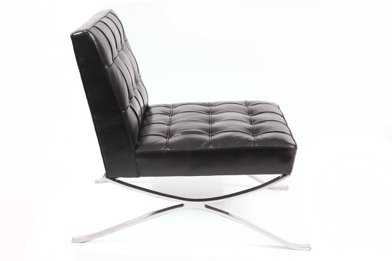 Mid-Century Modern Hans Kaufeld Rare Steel and Leather Lounge Chairs