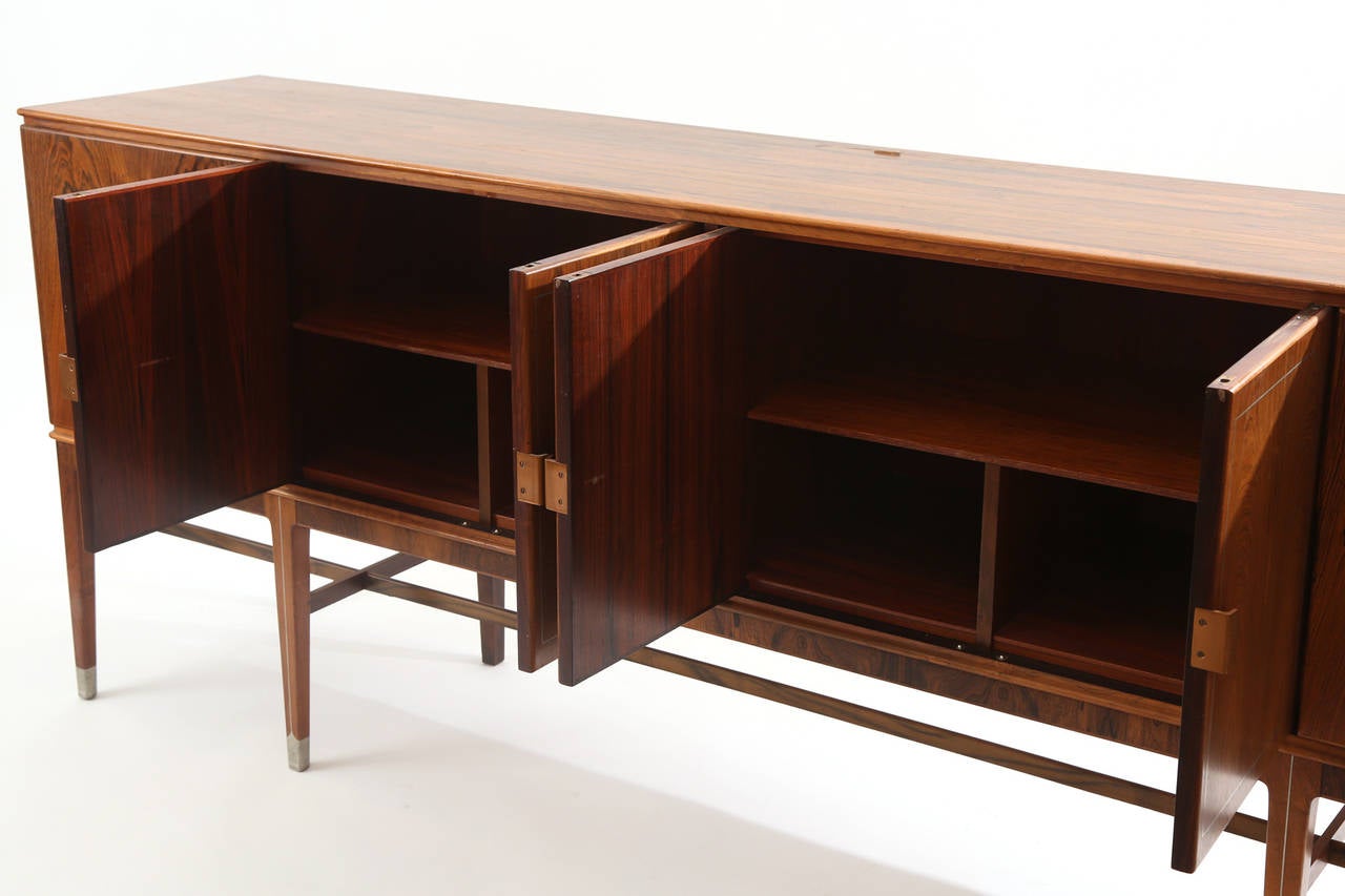 Danish Rare Rosewood Pewter and Copper Credenza by Georg Kofoed