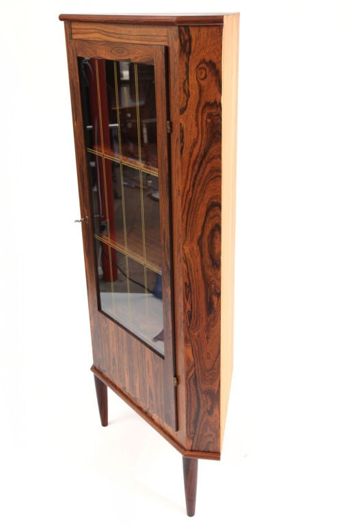 Danish Stunning Rosewood and Glass Corner Cabinet