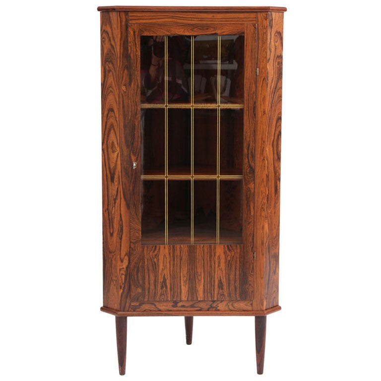 Stunning Rosewood and Glass Corner Cabinet