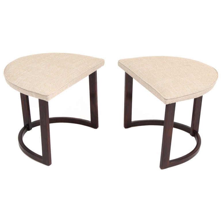 Pair of Gilbert Rohde Demi Lune Ottomans