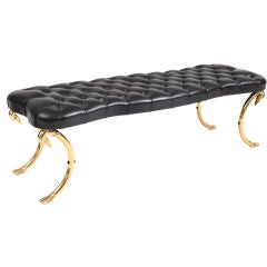 Elegant Brass & Leather Bench