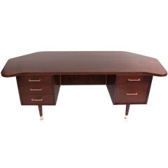 Free Form Walnut & Brass Executive Desk