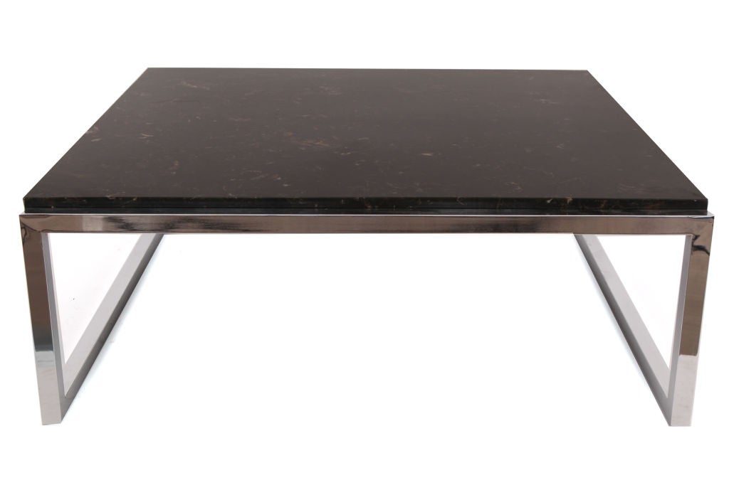 Nero Marquina Marble & Chrome Cocktail Table