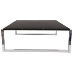 Nero Marquina Marble & Chrome Cocktail Table