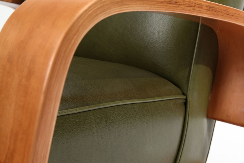 Mid-20th Century Early Alvar Aalto Leather & Birch Tank Chair