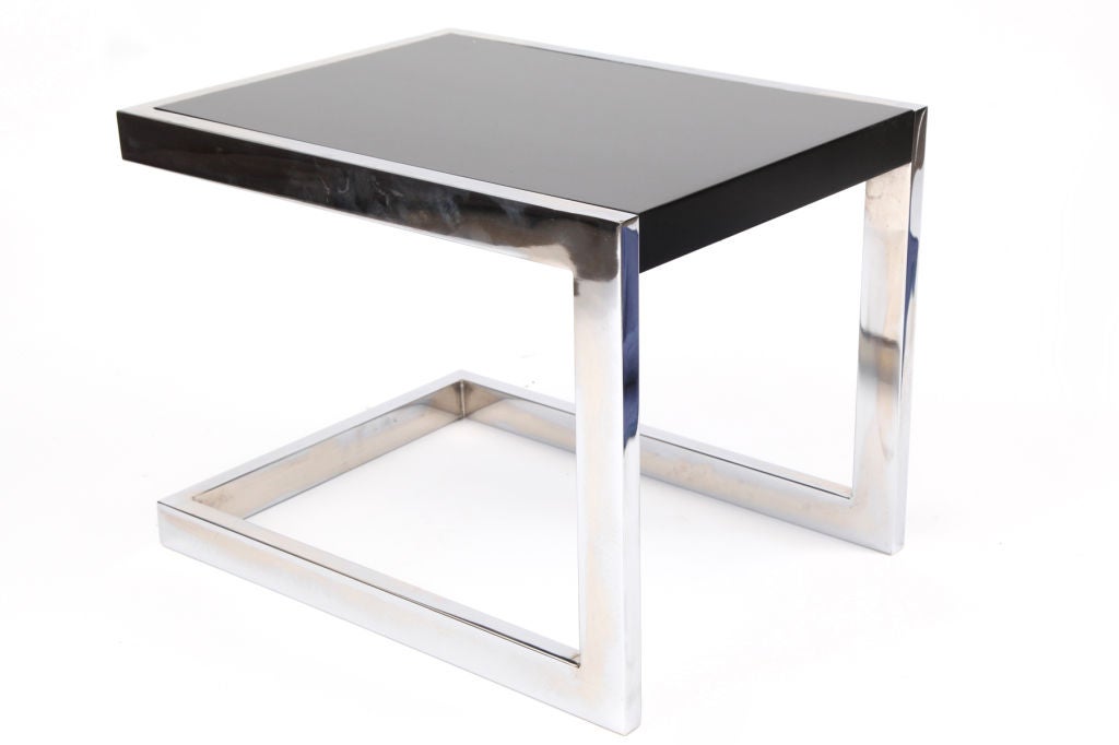 Cantilevered Chrome & Enamel Side Tables