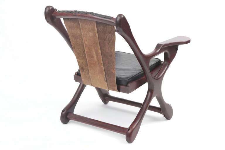 Don Shoemaker Solid Rosewood & Leather Lounge Chair 1
