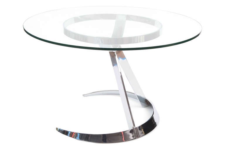 Boris Tabacoff table, circa early 1970s. The bases are cantilevered chrome-plated solid steel. Table measures: 47
