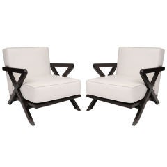 Paul Laszlo Oak 
Leather Arm Chairs