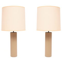 Pair of Kovacs Leather Clad Lamps