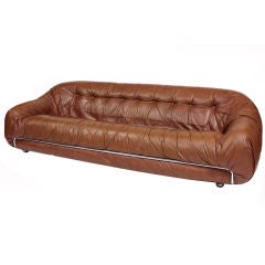 Stunning Leather and Chrome Italian Sofa