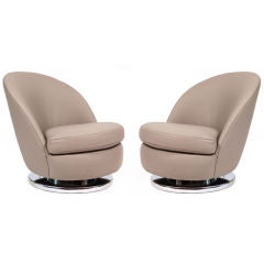 Milo Baughman for Thayer Coggin Leather Swivel Chairs