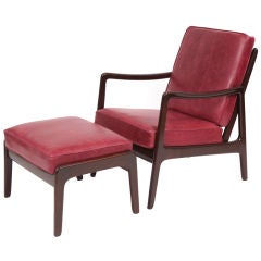 Ole Wanscher Teak Leather Chair & Ottoman