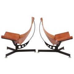 Max Gottschalk Leather & Iron Sling Chairs