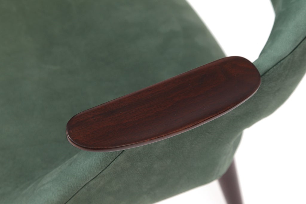 Mid-20th Century Arthur Umanoff Suede & Walnut Arm Chair