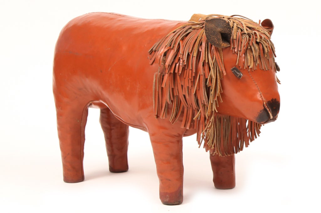 Phenomenal Pair of Leather Lions