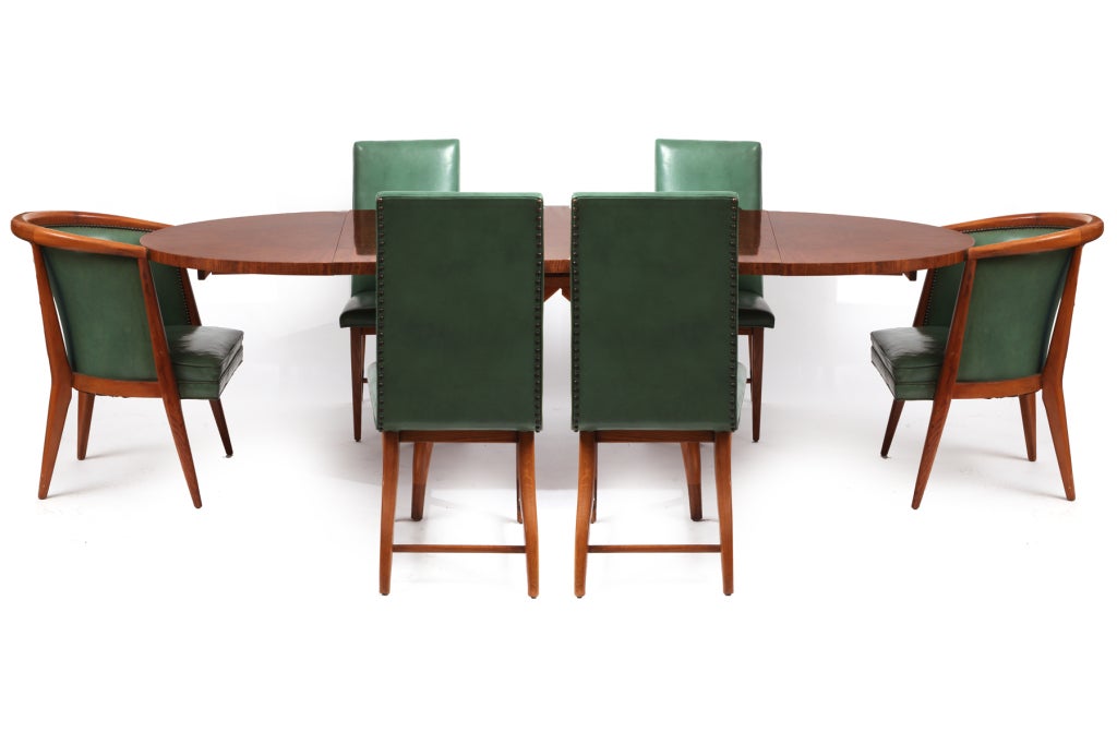Gorgeous All Original Leather and Oak Dining Chairs by Schwartz for Romweber  5