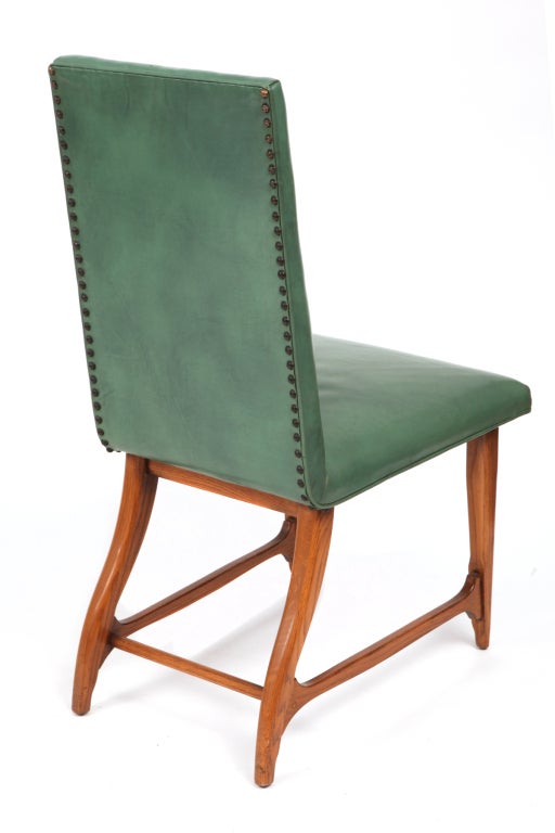 Gorgeous All Original Leather and Oak Dining Chairs by Schwartz for Romweber  3