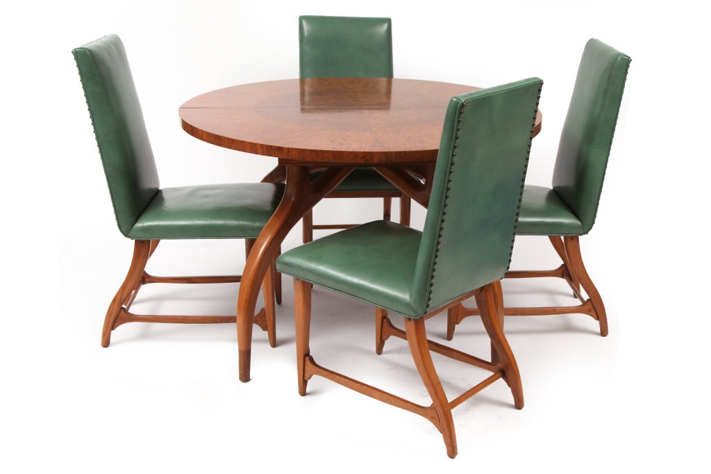 Gorgeous All Original Leather and Oak Dining Chairs by Schwartz for Romweber  4