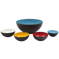 5 Enameled Steel Bowls by Krenit