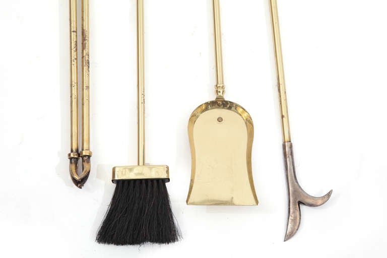 brass duck head fireplace tool set