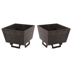 Pair of Early Architectural Iron Planters