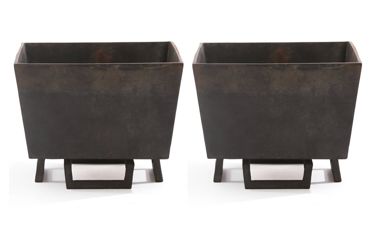 American Pair of Early Architectural Iron Planters