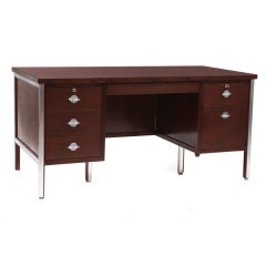 1960s Walnut and Satin Steel Desk by Jasper