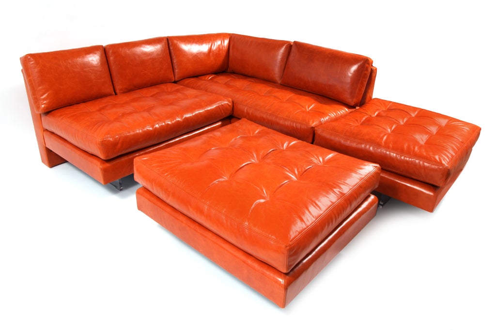 American Vladimir Kagan Leather Omnibus Sectional Sofa