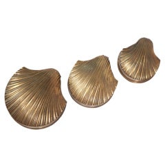 Set of 3 Nesting Brass Clamshell Boxes