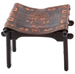 Hand Tooled Leather Ottoman