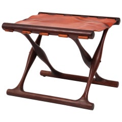 Rare Poul Hundevad Rosewood Folding Stool