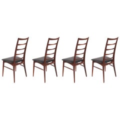 Retro Four Stunning Ladderback Sculpted Rosewood Dining Chairs