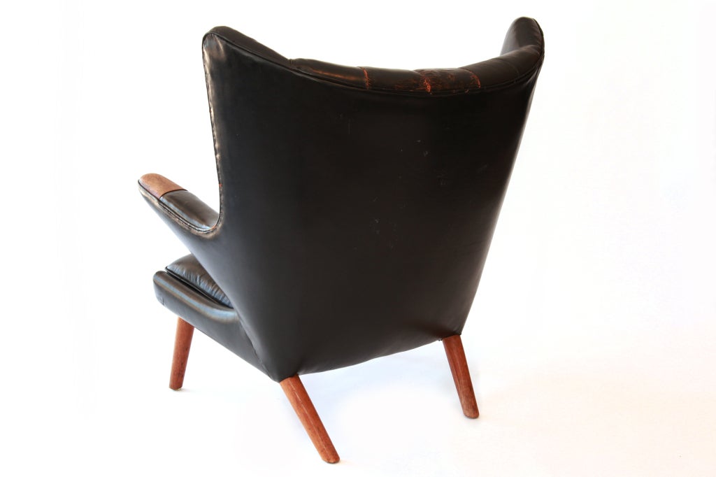 Mid-20th Century Rare Original Leather Wegner Papa Bear Chair