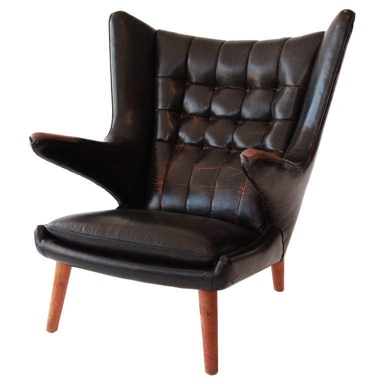 Rare Original Leather Wegner Papa Bear Chair