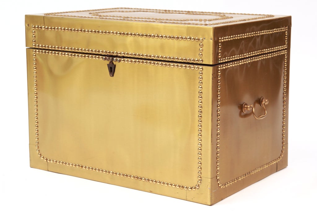 Studded Brass Trunk at 1stdibs